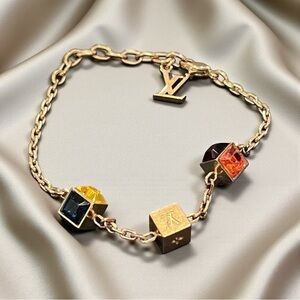 Louis Vuitton Gamble Gold Bracelet with Colorful Gem Charms